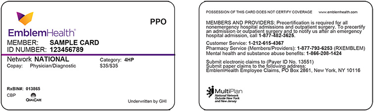 EmblemHealth Insurance Card